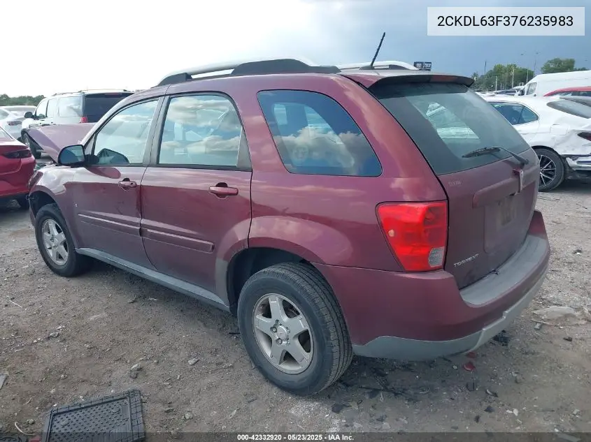 2007 Pontiac Torrent VIN: 2CKDL63F376235983 Lot: 42332920