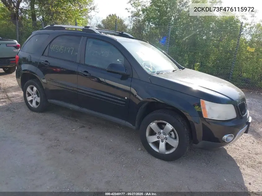 2007 Pontiac Torrent VIN: 2CKDL73F476115972 Lot: 42345177