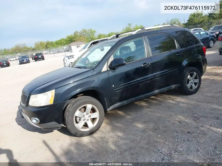 2007 Pontiac Torrent VIN: 2CKDL73F476115972 Lot: 42345177