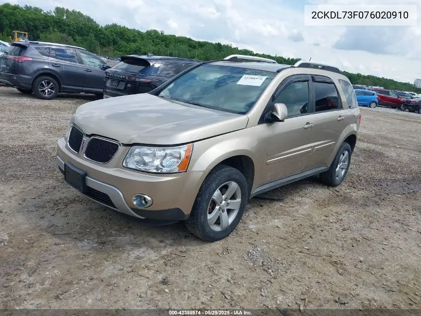2007 Pontiac Torrent VIN: 2CKDL73F076020910 Lot: 42388974