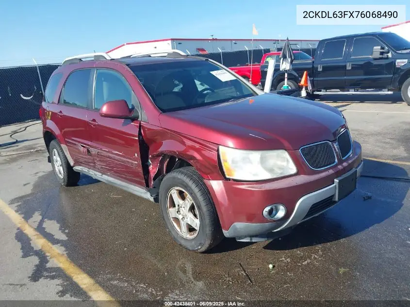 2007 Pontiac Torrent VIN: 2CKDL63FX76068490 Lot: 42438401