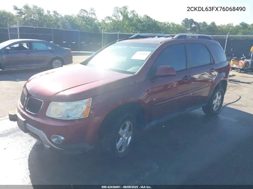2007 Pontiac Torrent VIN: 2CKDL63FX76068490 Lot: 42438401