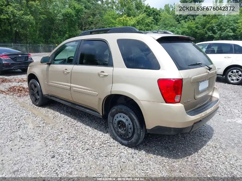 2007 Pontiac Torrent VIN: 2CKDL63F676042372 Lot: 42479624