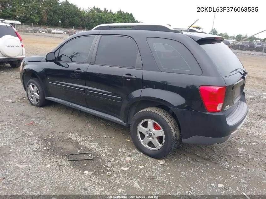 2007 Pontiac Torrent VIN: 2CKDL63F376063535 Lot: 42493603