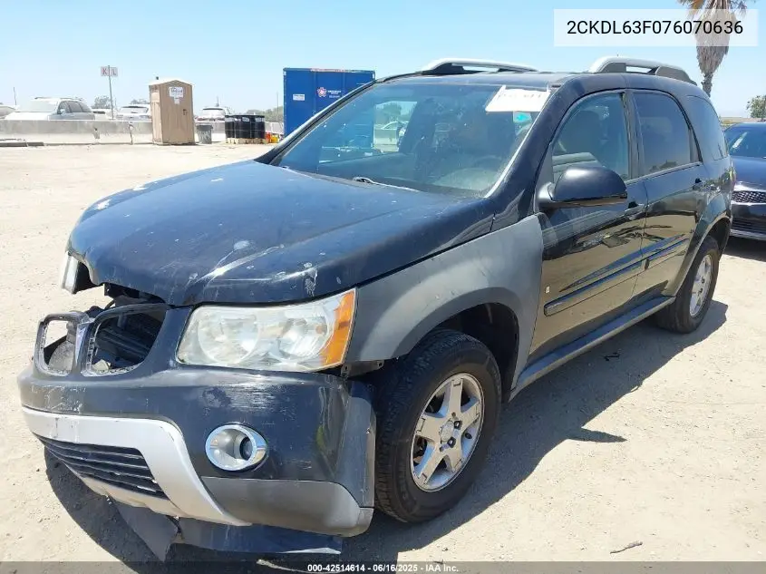 2007 Pontiac Torrent VIN: 2CKDL63F076070636 Lot: 42514614