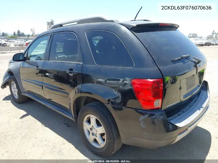 2007 Pontiac Torrent VIN: 2CKDL63F076070636 Lot: 42514614