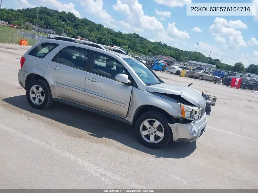 2007 Pontiac Torrent VIN: 2CKDL63F576104716 Lot: 42578977