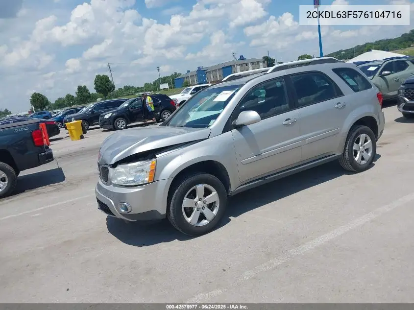 2007 Pontiac Torrent VIN: 2CKDL63F576104716 Lot: 42578977