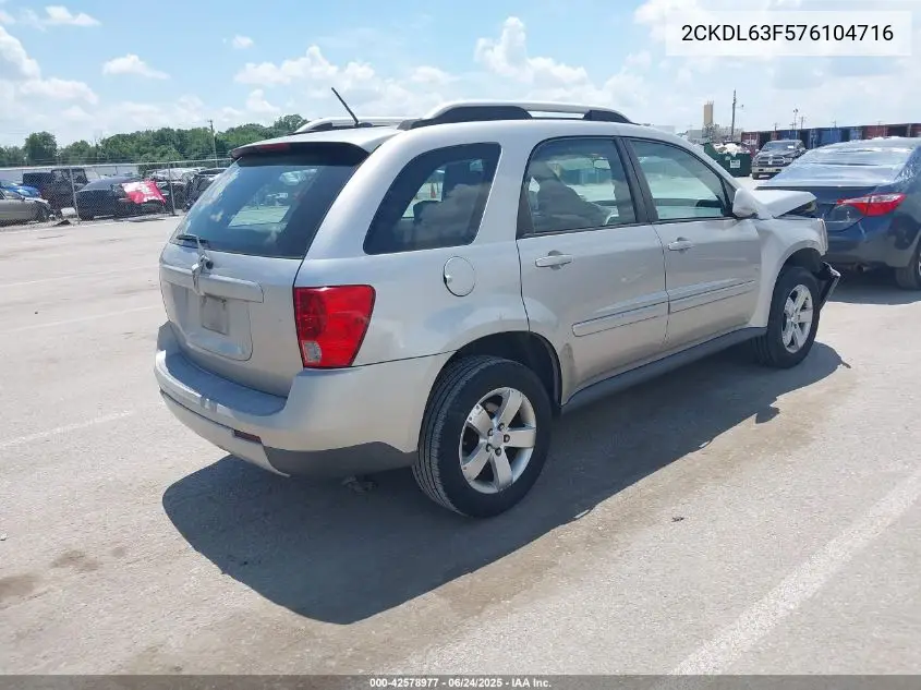 2007 Pontiac Torrent VIN: 2CKDL63F576104716 Lot: 42578977