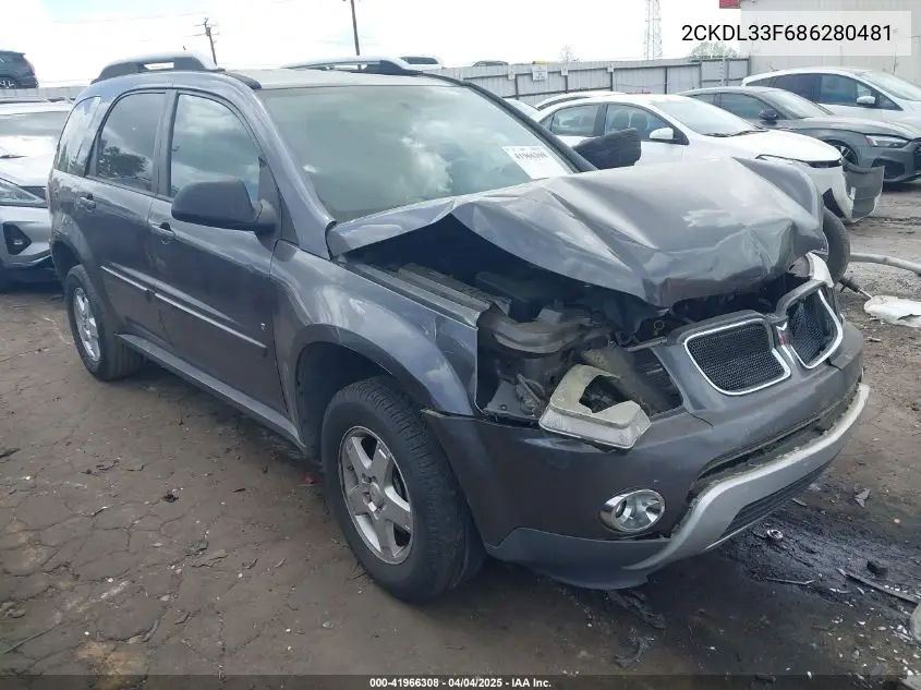 2008 Pontiac Torrent VIN: 2CKDL33F686280481 Lot: 41966308