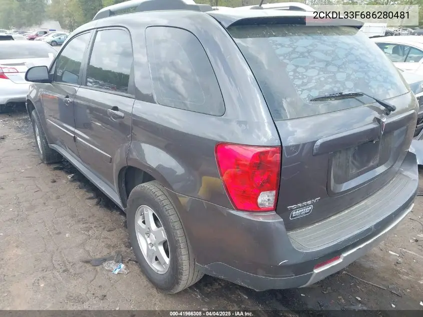 2008 Pontiac Torrent VIN: 2CKDL33F686280481 Lot: 41966308