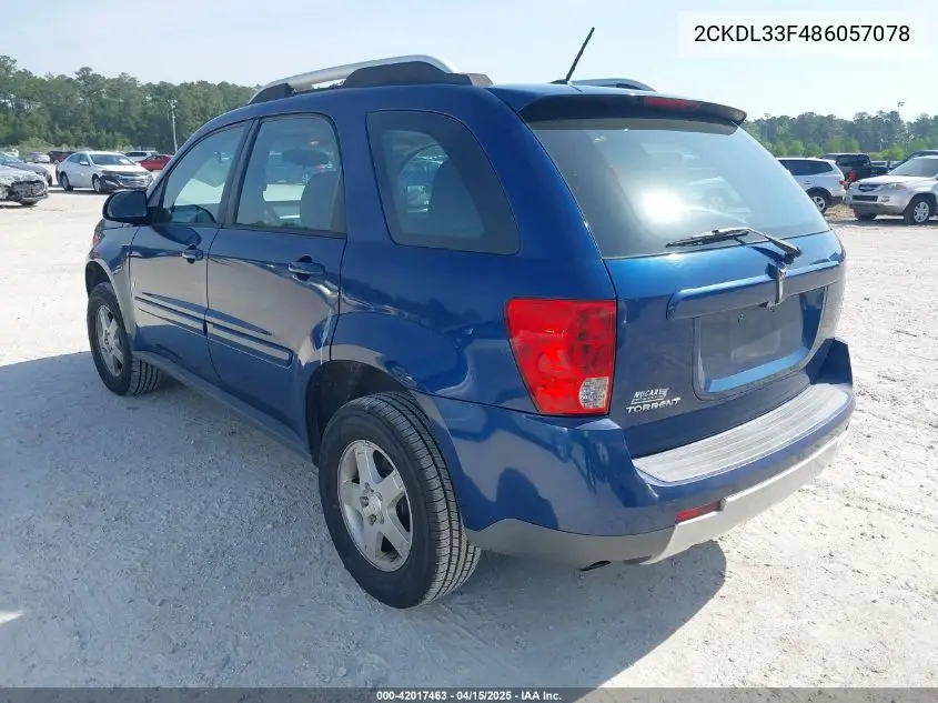 2008 Pontiac Torrent VIN: 2CKDL33F486057078 Lot: 42017463