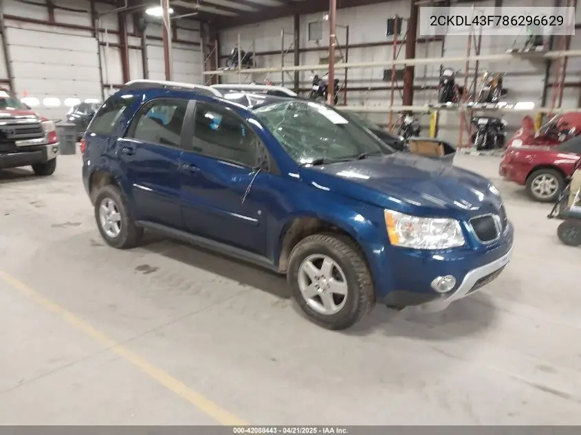 2008 Pontiac Torrent VIN: 2CKDL43F786296629 Lot: 42088443