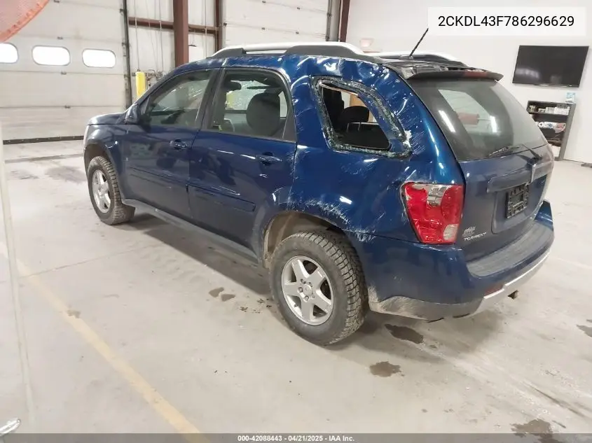 2008 Pontiac Torrent VIN: 2CKDL43F786296629 Lot: 42088443