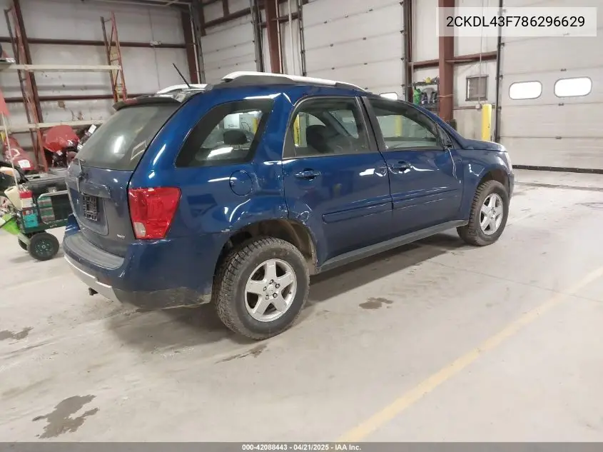 2008 Pontiac Torrent VIN: 2CKDL43F786296629 Lot: 42088443