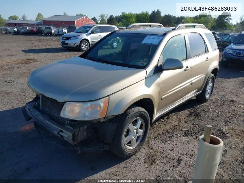 2008 Pontiac Torrent VIN: 2CKDL43F486283093 Lot: 42134340