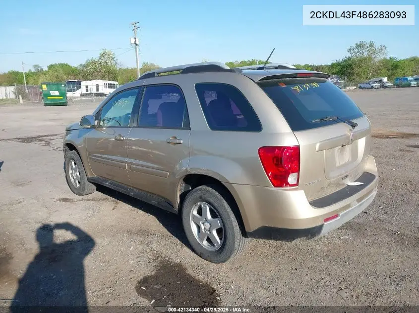 2008 Pontiac Torrent VIN: 2CKDL43F486283093 Lot: 42134340