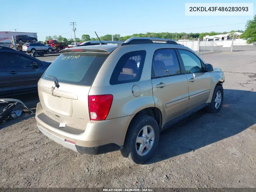 2008 Pontiac Torrent VIN: 2CKDL43F486283093 Lot: 42134340
