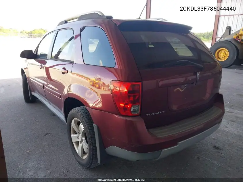 2008 Pontiac Torrent VIN: 2CKDL33F786044440 Lot: 42166469