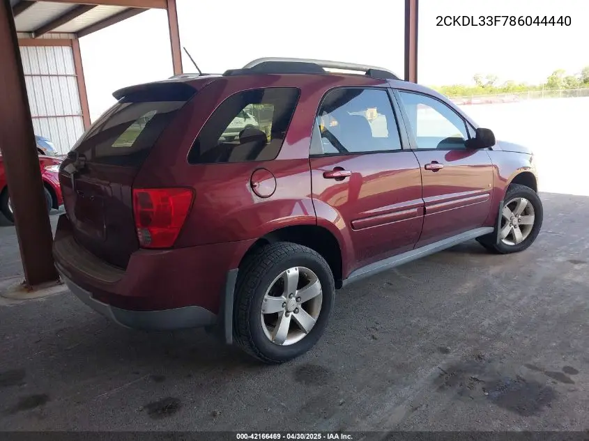 2008 Pontiac Torrent VIN: 2CKDL33F786044440 Lot: 42166469