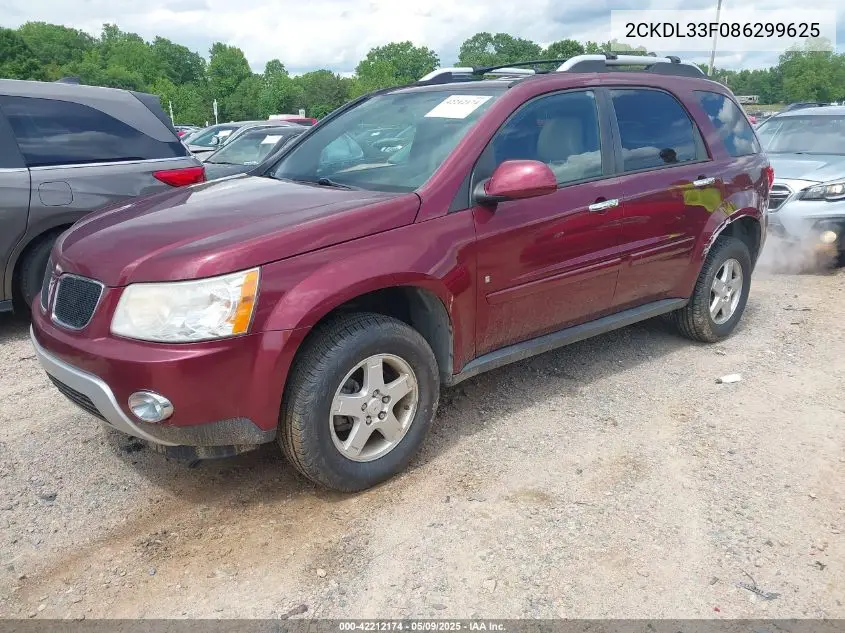 2008 Pontiac Torrent VIN: 2CKDL33F086299625 Lot: 42212174