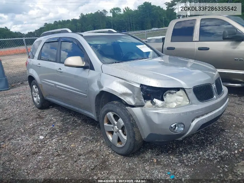 2008 Pontiac Torrent VIN: 2CKDL33F286335542 Lot: 42233578