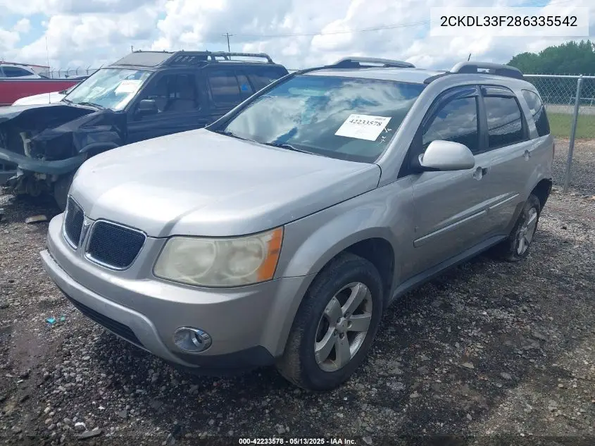 2008 Pontiac Torrent VIN: 2CKDL33F286335542 Lot: 42233578