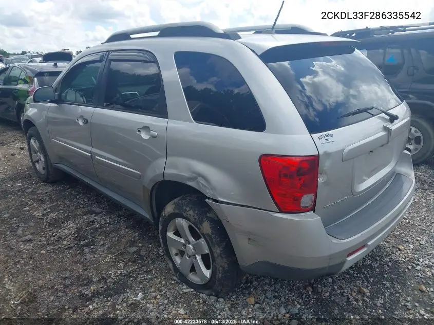 2008 Pontiac Torrent VIN: 2CKDL33F286335542 Lot: 42233578