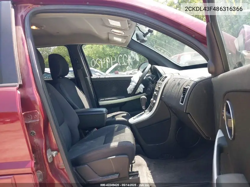 2008 Pontiac Torrent VIN: 2CKDL43F486316366 Lot: 42249420