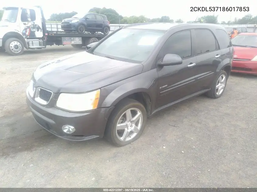 2008 Pontiac Torrent Gxp VIN: 2CKDL537186017853 Lot: 42312397