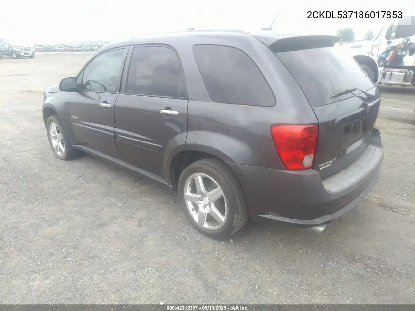 2008 Pontiac Torrent Gxp VIN: 2CKDL537186017853 Lot: 42312397