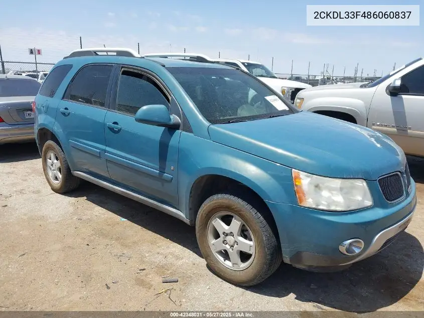 2008 Pontiac Torrent VIN: 2CKDL33F486060837 Lot: 42348031