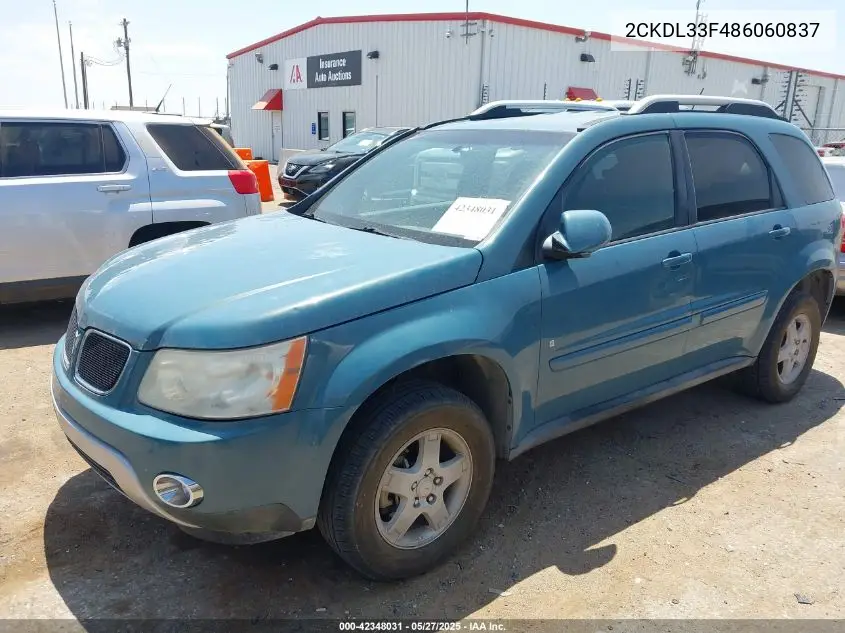 2008 Pontiac Torrent VIN: 2CKDL33F486060837 Lot: 42348031