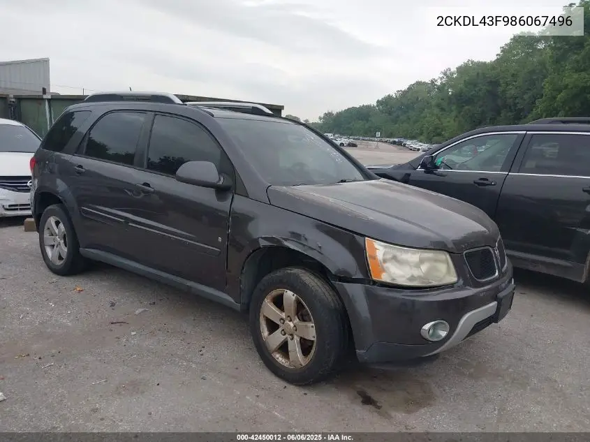 2008 Pontiac Torrent VIN: 2CKDL43F986067496 Lot: 42450012