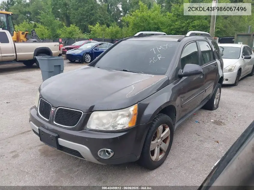 2008 Pontiac Torrent VIN: 2CKDL43F986067496 Lot: 42450012