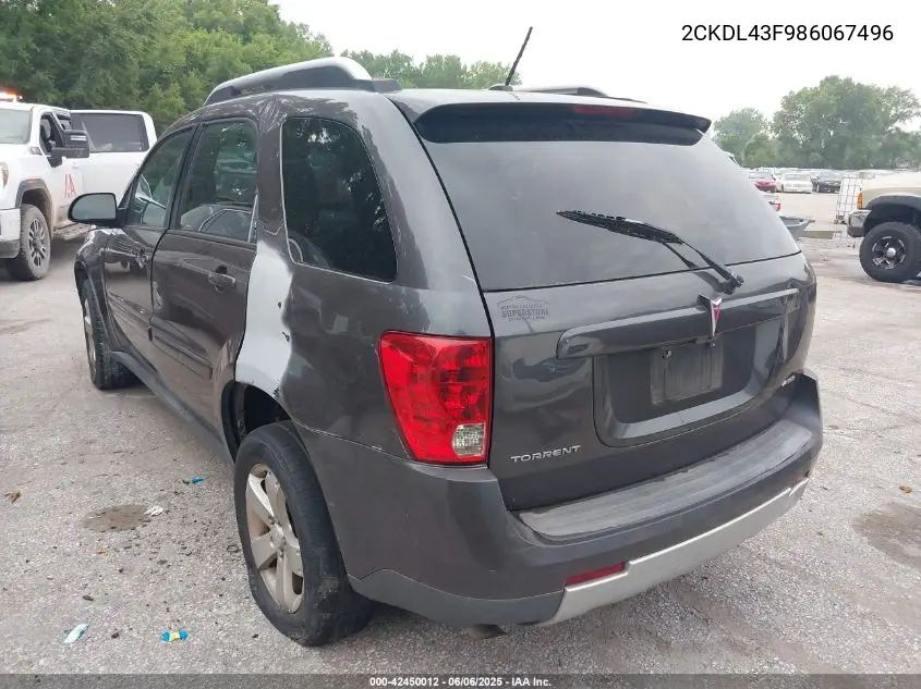2008 Pontiac Torrent VIN: 2CKDL43F986067496 Lot: 42450012