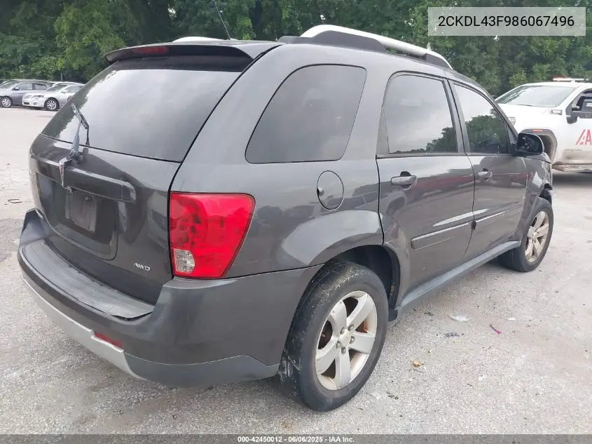 2008 Pontiac Torrent VIN: 2CKDL43F986067496 Lot: 42450012