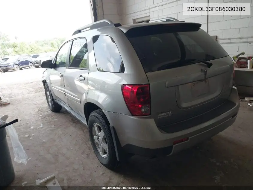 2008 Pontiac Torrent VIN: 2CKDL33F086030380 Lot: 42535362
