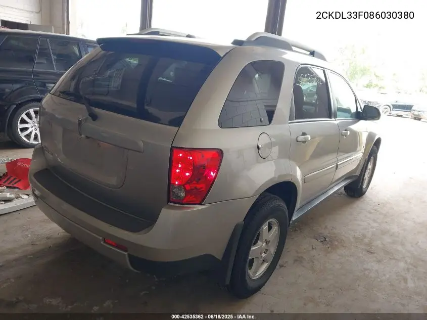 2008 Pontiac Torrent VIN: 2CKDL33F086030380 Lot: 42535362