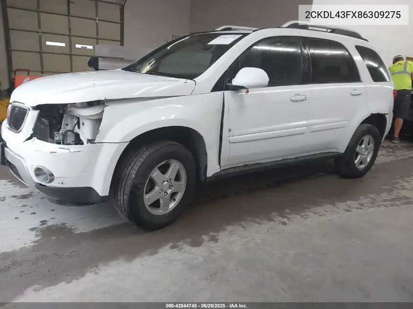 2008 Pontiac Torrent VIN: 2CKDL43FX86309275 Lot: 42544745