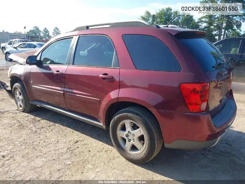2008 Pontiac Torrent VIN: 02CKDL33F38601550 Lot: 42564662