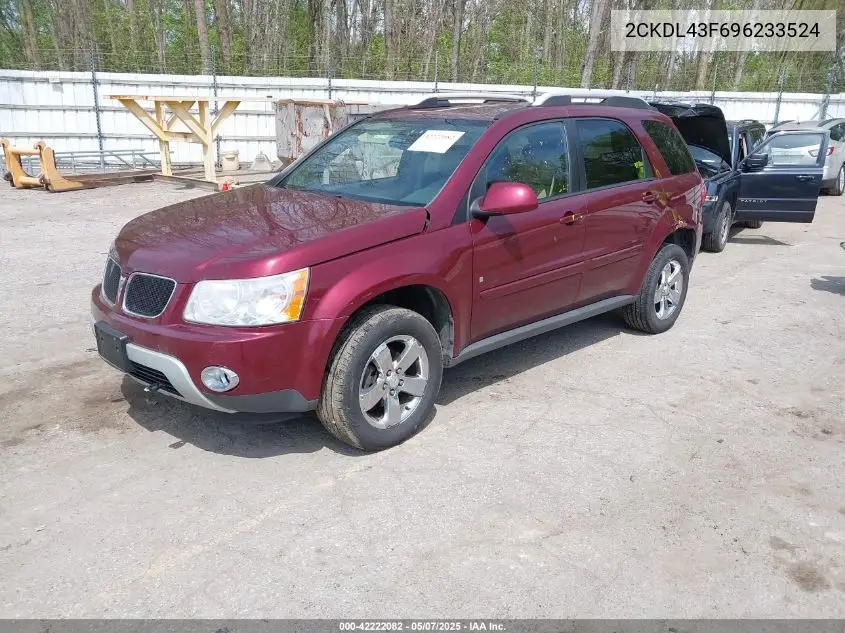 2009 Pontiac Torrent VIN: 2CKDL43F696233524 Lot: 42222082