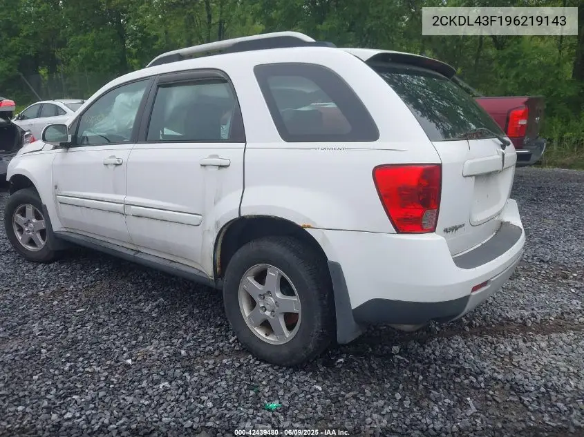 2009 Pontiac Torrent VIN: 2CKDL43F196219143 Lot: 42439480