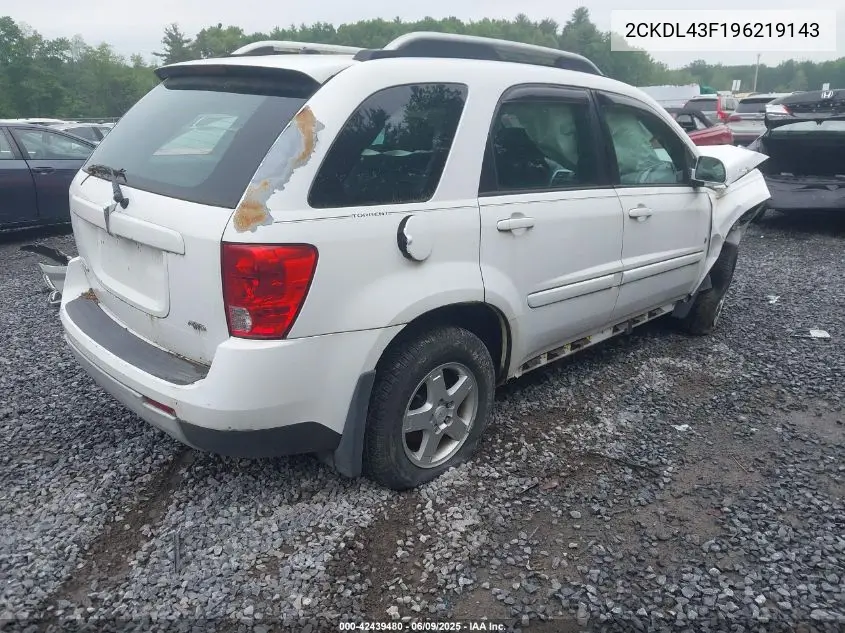 2009 Pontiac Torrent VIN: 2CKDL43F196219143 Lot: 42439480