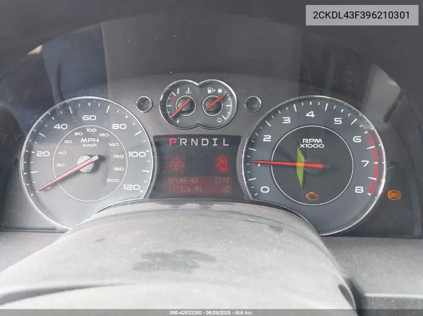2009 Pontiac Torrent VIN: 2CKDL43F396210301 Lot: 42533380