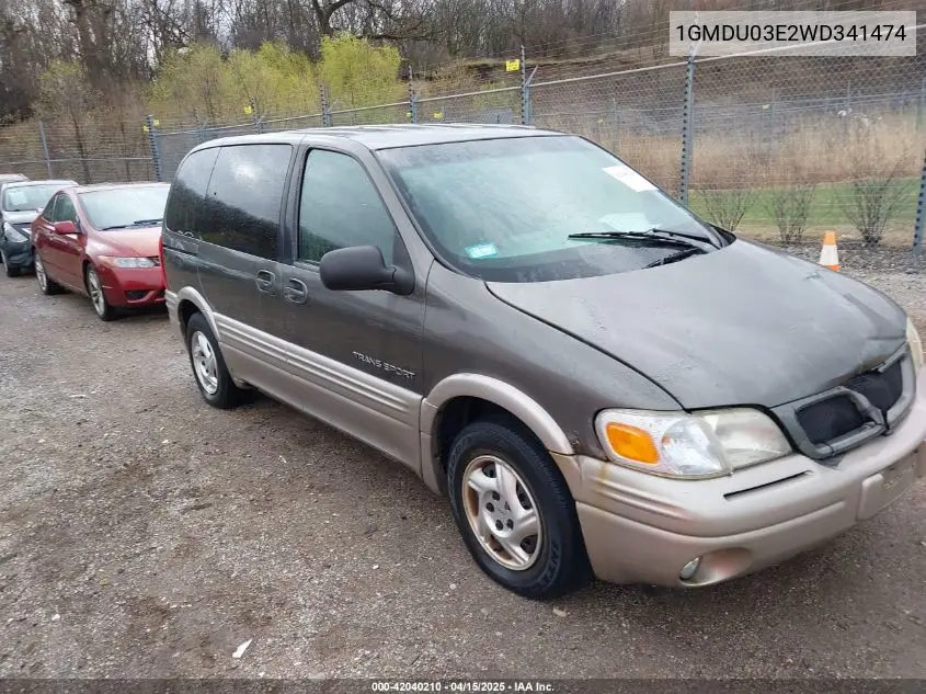 1998 Pontiac Trans Sport VIN: 1GMDU03E2WD341474 Lot: 42040210