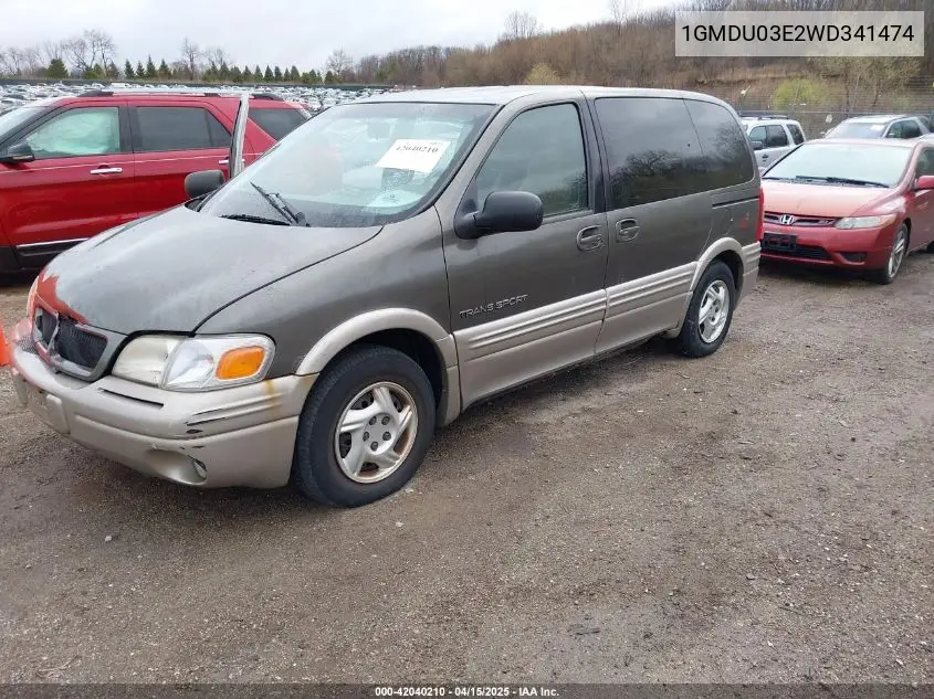1998 Pontiac Trans Sport VIN: 1GMDU03E2WD341474 Lot: 42040210