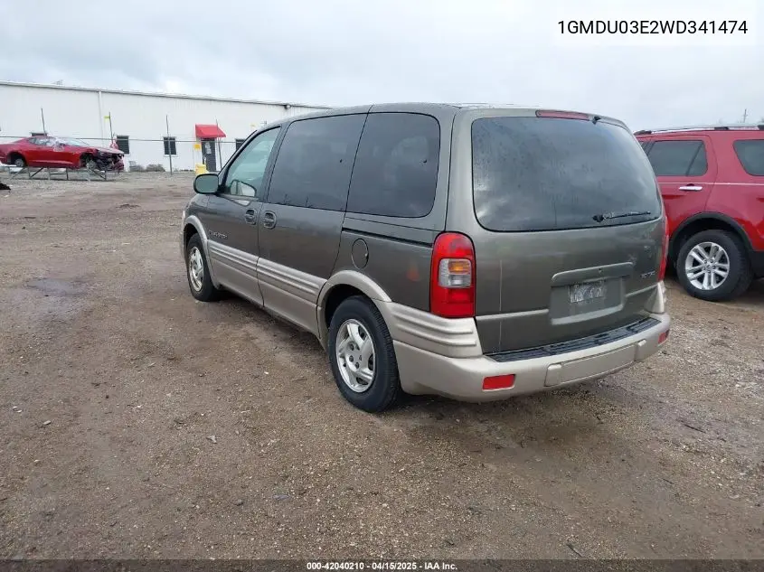 1998 Pontiac Trans Sport VIN: 1GMDU03E2WD341474 Lot: 42040210