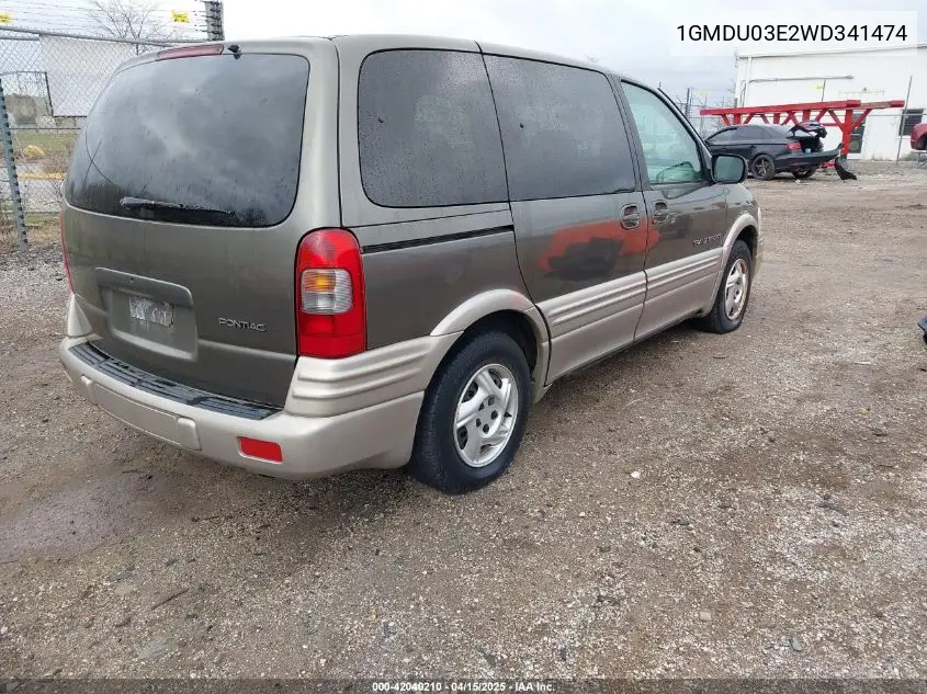 1998 Pontiac Trans Sport VIN: 1GMDU03E2WD341474 Lot: 42040210