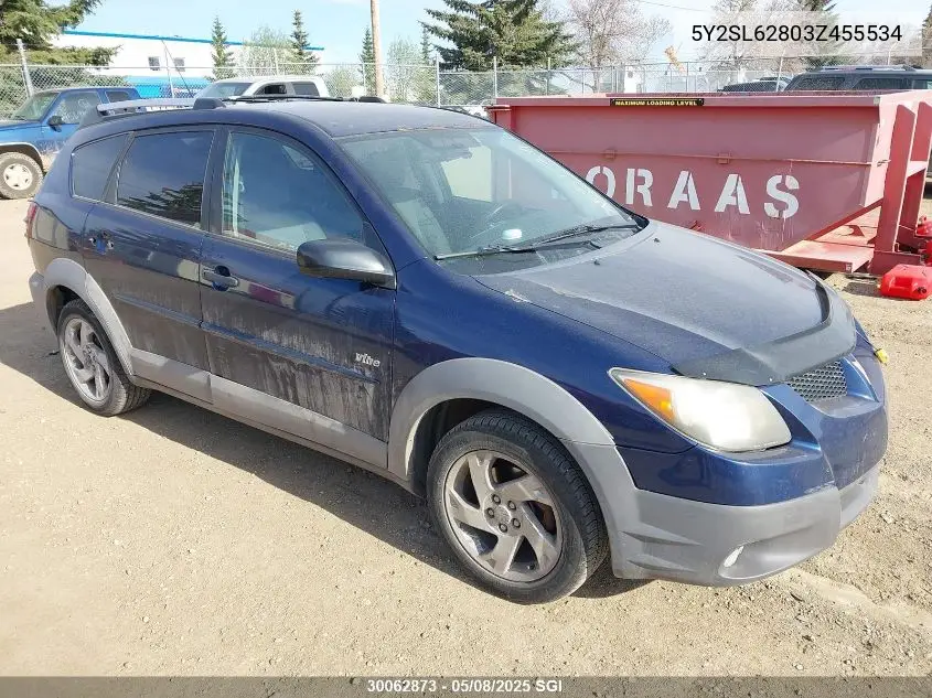 2003 Pontiac Vibe VIN: 5Y2SL62803Z455534 Lot: 30062873